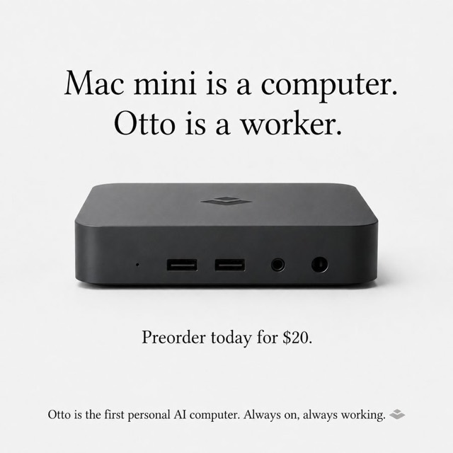 Otto ad: Mac mini is a computer, Otto is a worker